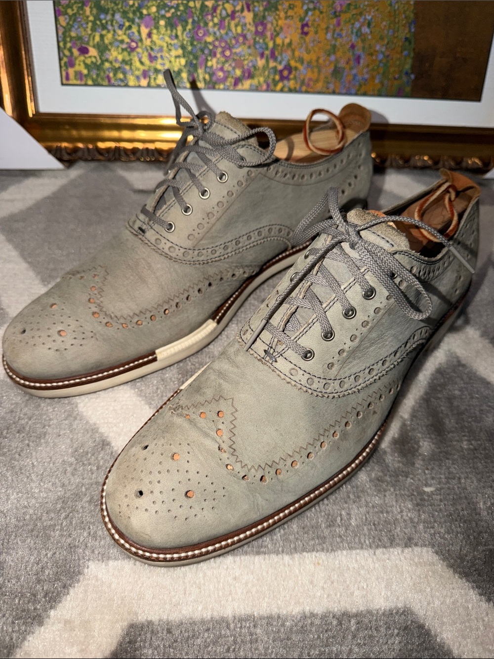 Men’s 11.5 Cole haan gray perforated suede oxfords